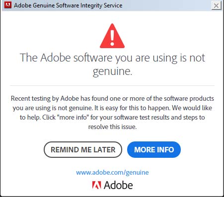 Adobe Warning